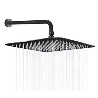 Chuveiro Ducha Quadrado Inox Area Externa Piscina Banheiro Modelo Curvado Preto