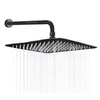 Chuveiro Ducha Quadrado Inox Area Externa Piscina Banheiro Modelo Curvado Preto - 1