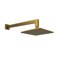 Ducha Chuveiro Inox Quadrada 20cm 20x20 Com Braço De 38cm Chuveiro Dourado - 1