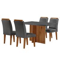 Sala De Jantar Mesa Olímpia 120cm Mdf Canto Reto Com 4 Cadeiras Athenas Moderna Grafite Com Imbuia - 16