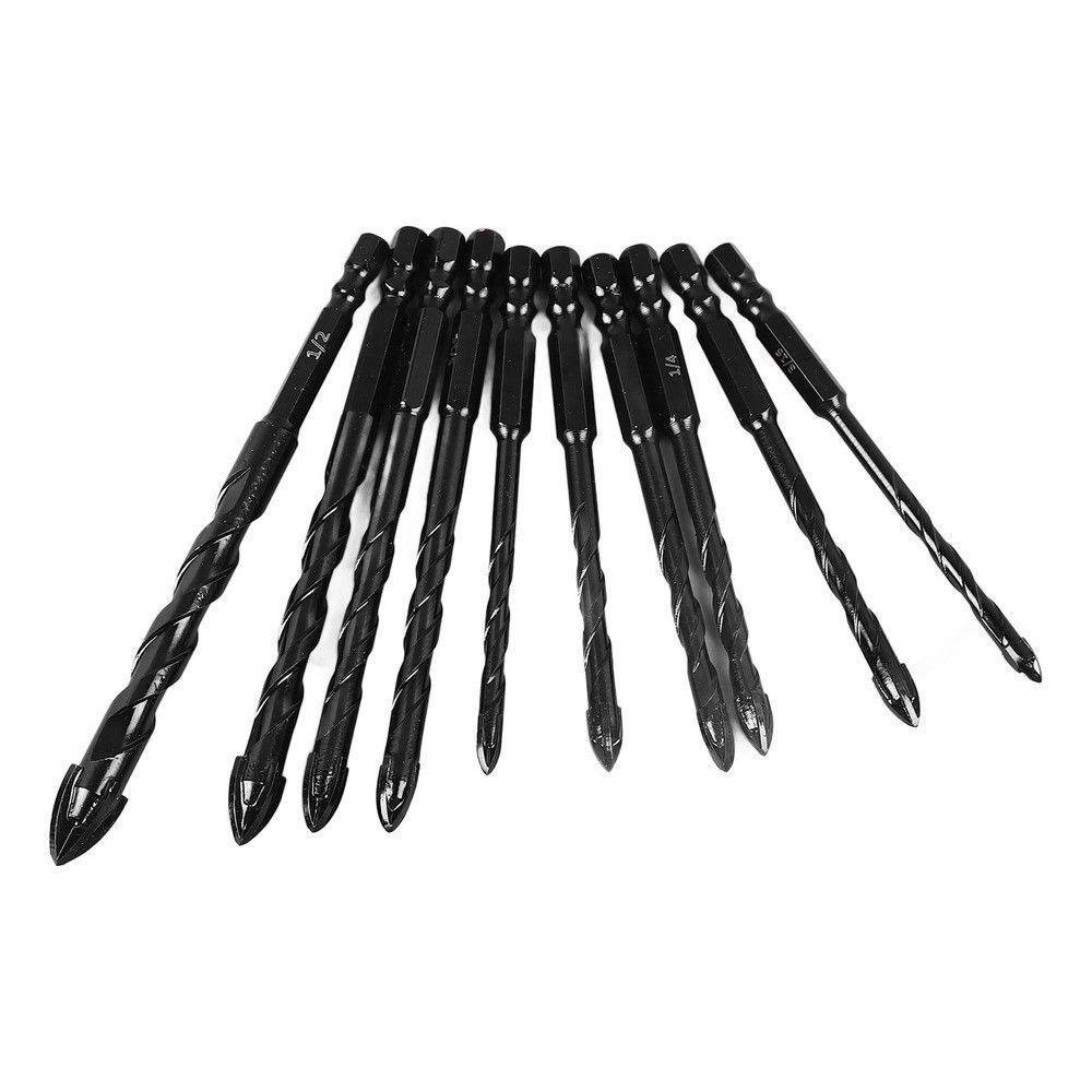 Broca Com Haste Hexagonal, 10 Unidades, Concreto, 1-4 - 2