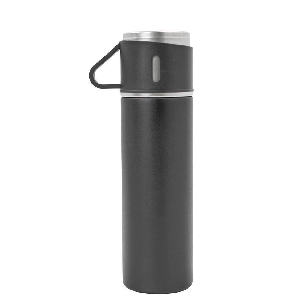 Garrafa Termica Com Copo Parede Dupla Inox Squeeze 500ml Preto - 1