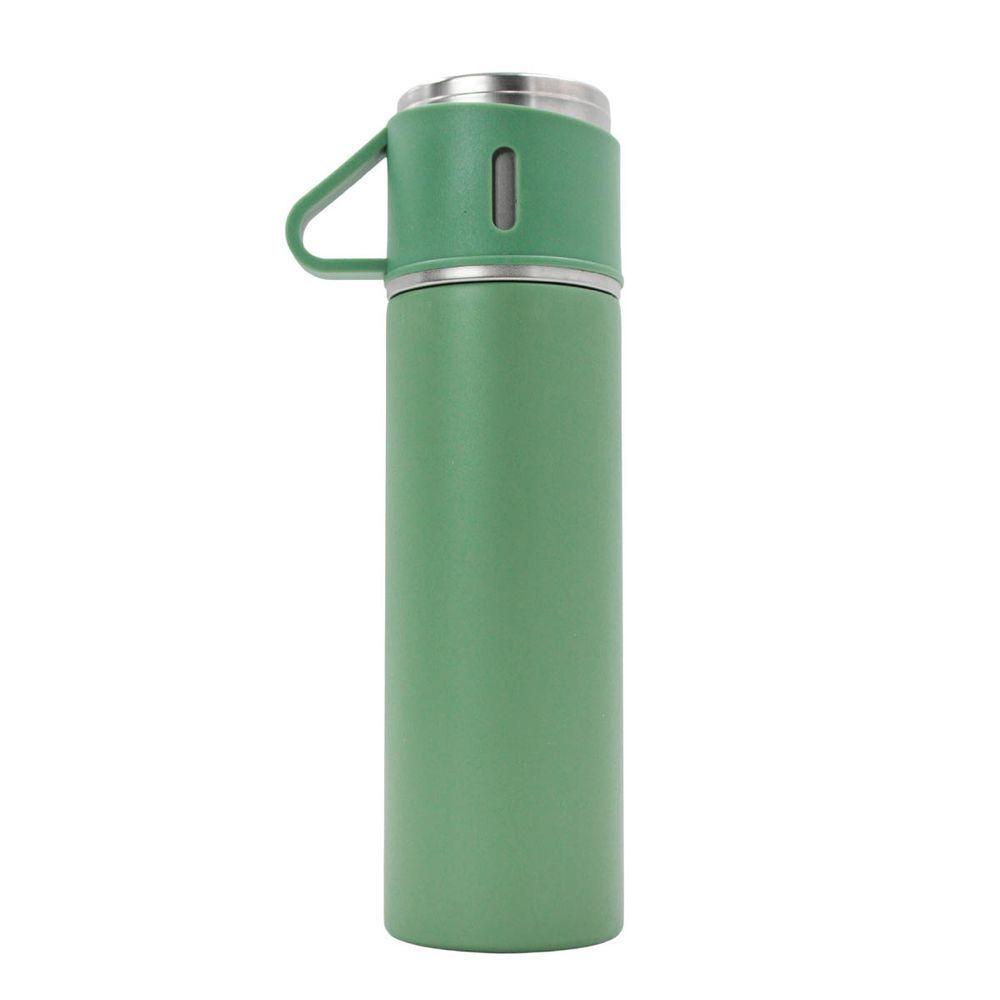 Garrafa Termica Com Copo Parede Dupla Inox Squeeze 500ml Verde - 1