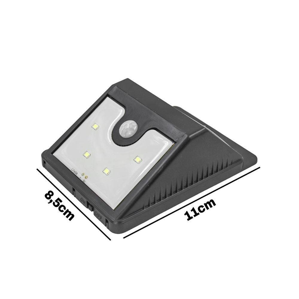 Luminaria Parede Painel Solar 4 Leds Sensor Movimento Luz - 3
