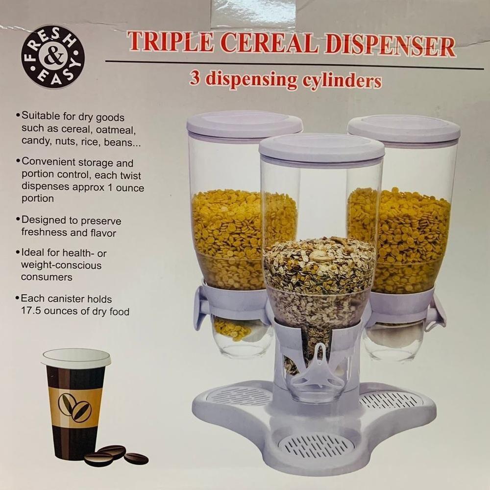 Dispenser De Cereais Triplo Giratorio Porta Mantimentos E Alimentos Graos Com 3 Potes De Mesa E Bancada Kangur - 3