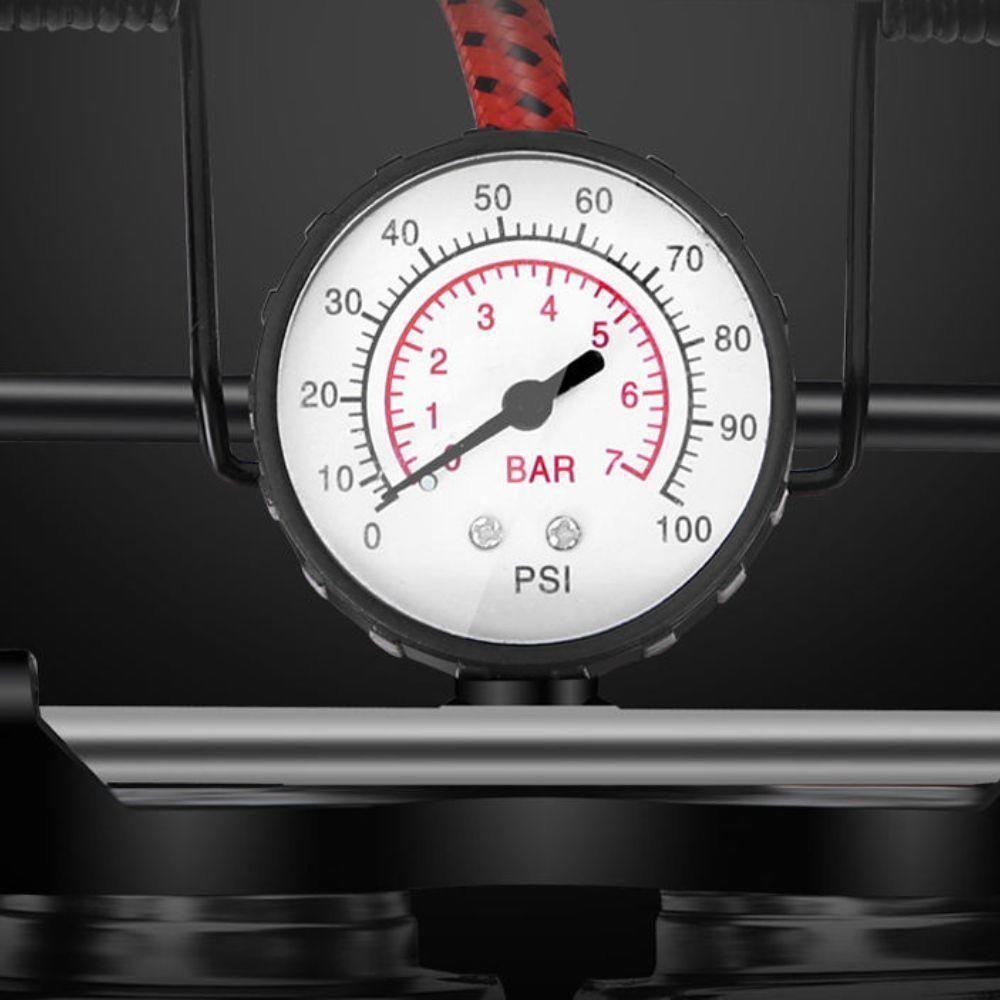 Bomba Ar Dupla Alta Pressao Manometro Compressor Pedal Inflador Encher Bola Boia Colchao Inflavel Calibrar Pneu Bike Bic - 7