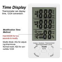 Relogio Estacao Metereologica Higrometro Temperatura Umidade Interna Externa Com Sonda Termometro Mesa Parede - 3