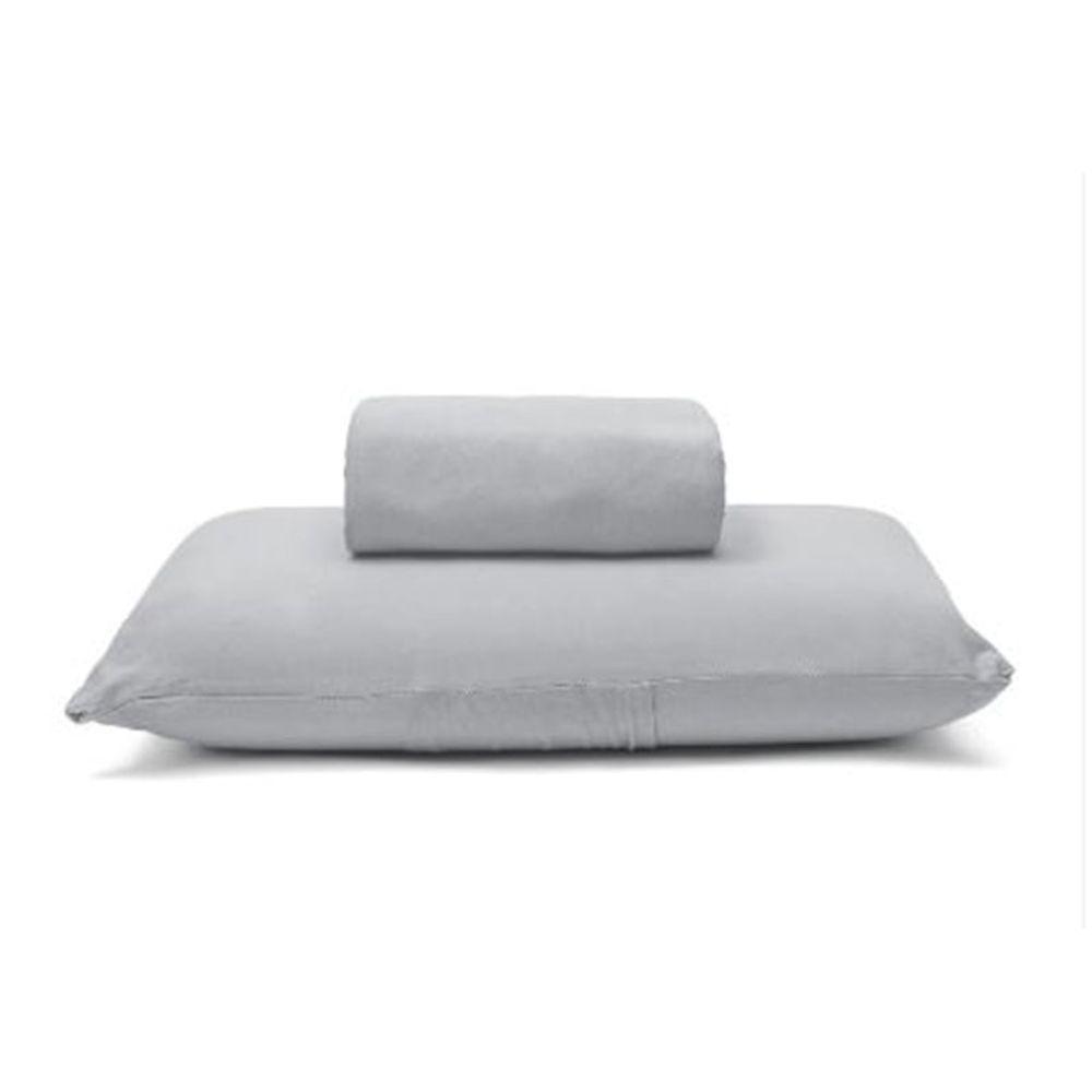 Jogo De Cama Buettner Solteiro King Malha 100% Algodão Basic Liso 2 Peças Prata - 1