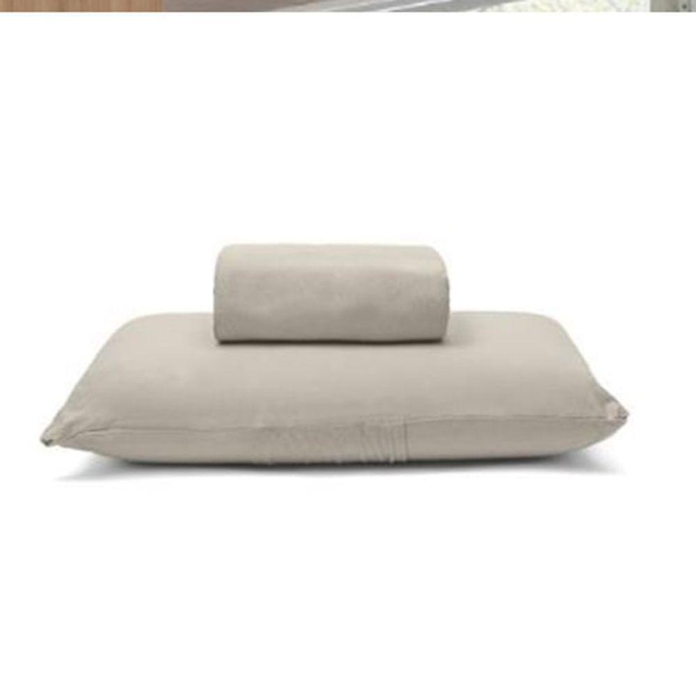 Jogo De Cama Buettner Solteiro King Malha 100% Algodão Basic Liso 2 Peças Trigo - 1