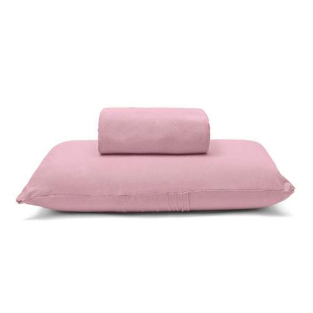 Jogo De Cama Buettner Solteiro King Malha 100% Algodão Basic Liso 2 Peças Rose Blush - 1