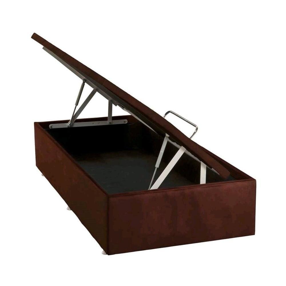 Base Baú Camurça Marrom Solteiro (88X188X39) - Ortobom - 1