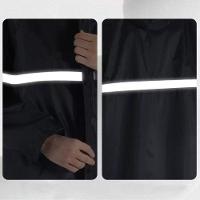 Capa De Chuva Longa Impermeável Com Capuz Com Visor Adulto Faixa Refletiva Masculino Feminina Preto