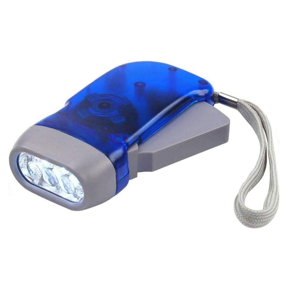 Mini Lanterna Dínamo Portátil 3 Leds Com Carga Manual Sem Uso De Pilhas Azul - 1