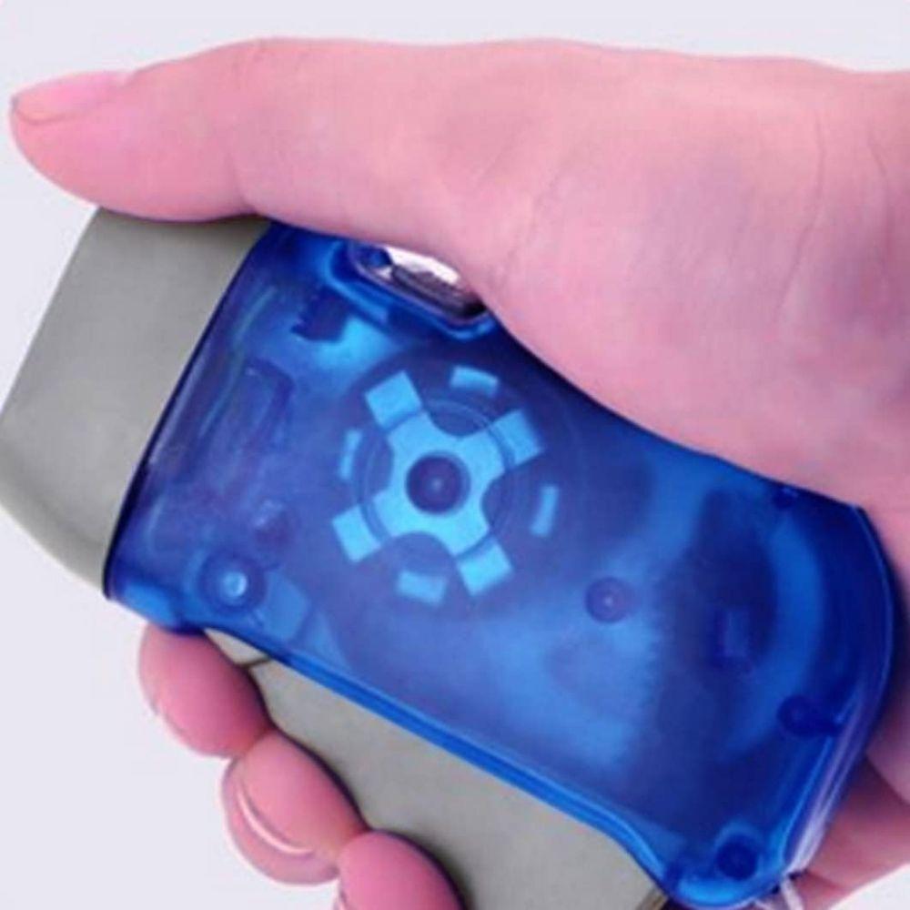 Mini Lanterna Dínamo Portátil 3 Leds Com Carga Manual Sem Uso De Pilhas Azul - 2