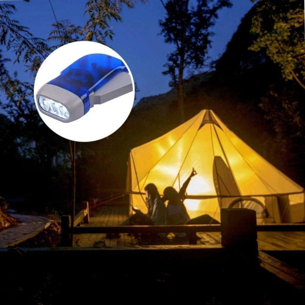 Mini Lanterna Dínamo Portátil 3 Leds Com Carga Manual Sem Uso De Pilhas Azul - 4
