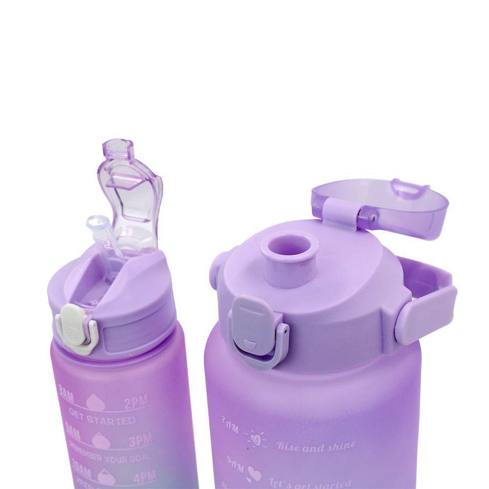 Garrafa Galão De Agua 2l E 900ml Degrade Com Figurinhas Adesivos 3d Tampa: Lilás - 5