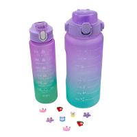 Garrafa Galão De Agua 2l E 900ml Degrade Com Figurinhas Adesivos 3d Tampa: Lilás