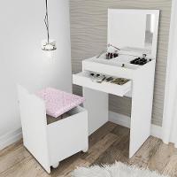 Penteadeira Com Puff E Espelho Cr35020 Branco/Rosa - 1