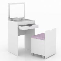 Penteadeira Com Puff E Espelho Cr35020 Branco/Rosa - 4