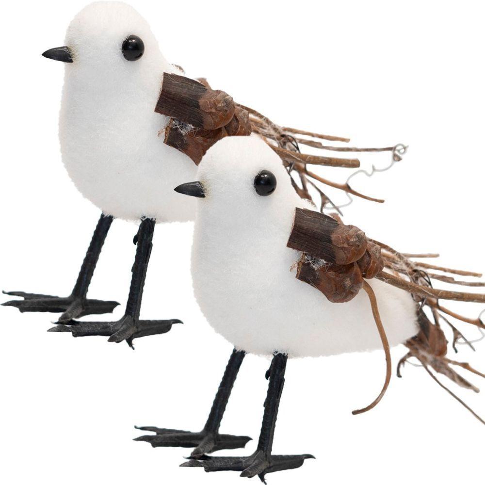 Kit 12 Passarinhos Branco Natal Decoração Em Isopor 10cm - 1