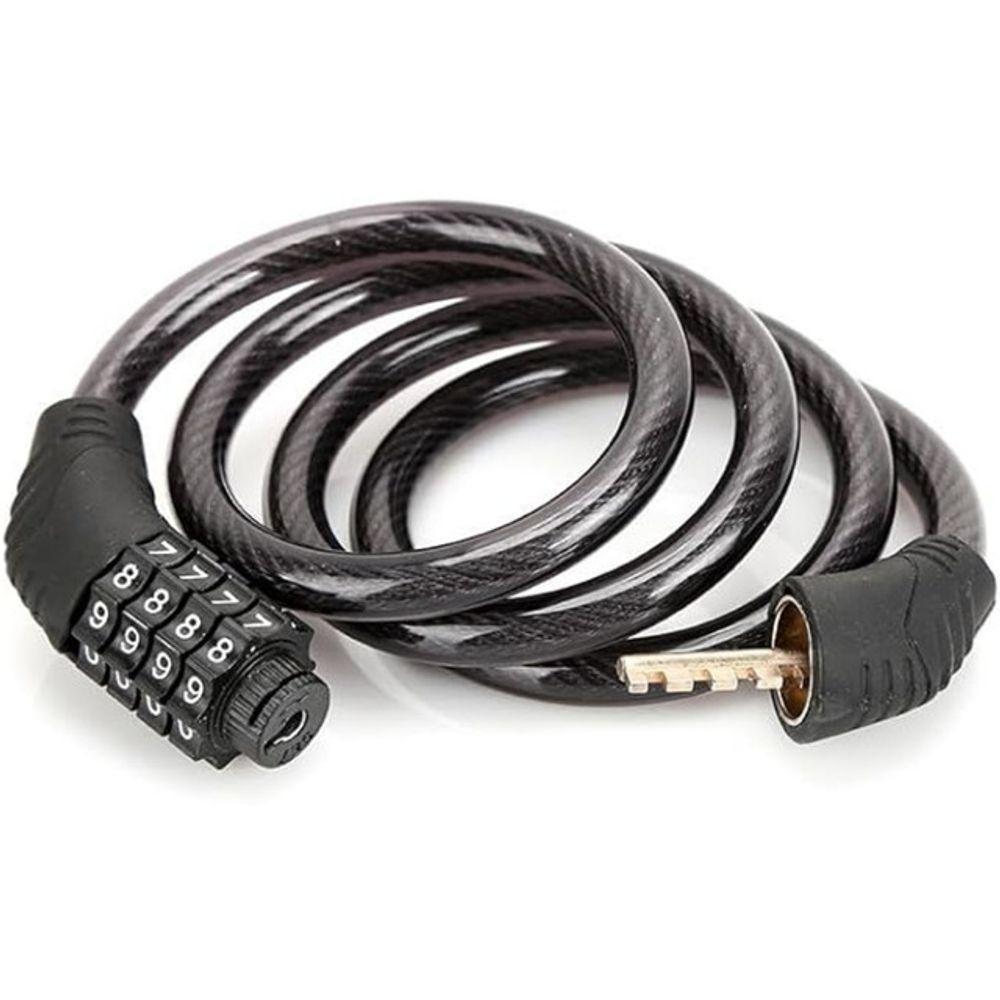 Cadeado Para Bicicleta Bike Moto Com Senha Combinação De Dígitos 8mm Aço Reforçado 65cm De Comprimento Preto - 4