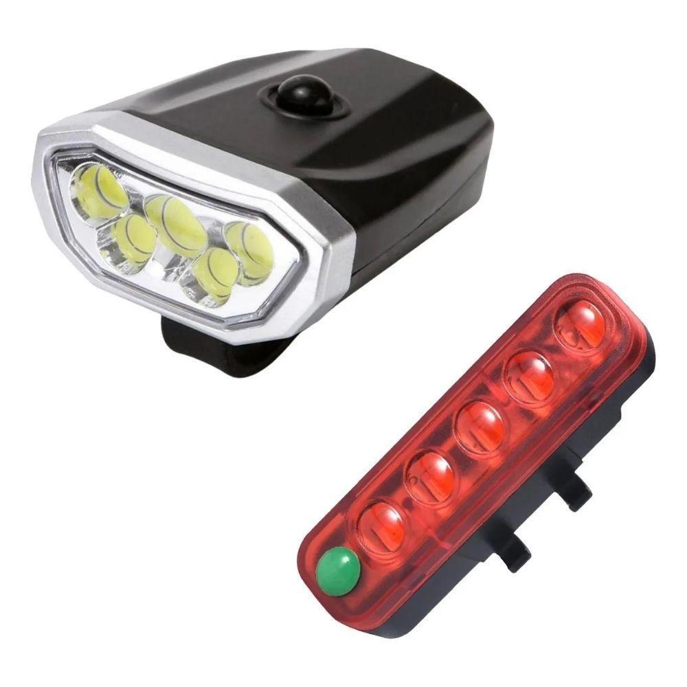 Kit Lanterna Sinalizador Dianteiro E Traseiro Iluminação Noturna Recarregável Usb Para Bicicleta Bike Preto - 2