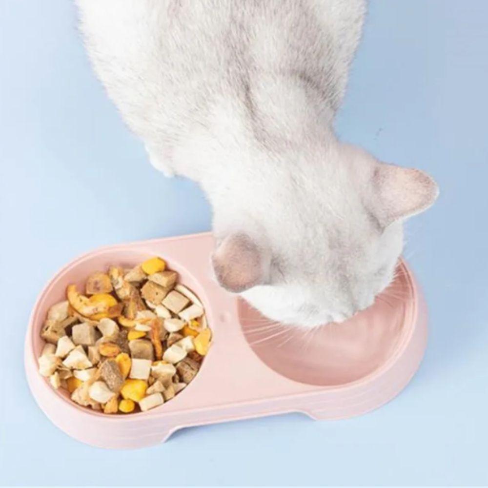 Comedouro Bebedouro Duplo 2 Em 1 Para Pets Cães E Gatos 200 Ml Em Cada Lado Azul - 5