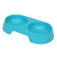 Comedouro Bebedouro Duplo 2 Em 1 Para Pets Cães E Gatos 200 Ml Em Cada Lado Azul - 1