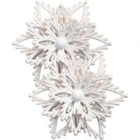 Kit 16 Flores Natal Com Glitter Branco Enfeite Natalino 10cm - 1