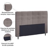 Cabeceira Estofada Para Cama Box Casal Queen Hanover 1,60m Suede Dobuê Mascavo
