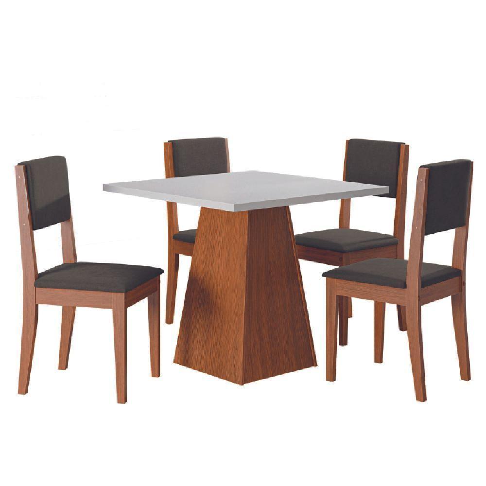 Conjunto Sala De Jantar Mesa Quadrada 4 Cadeiras Trento Dobuê Madeirado Castor - 2