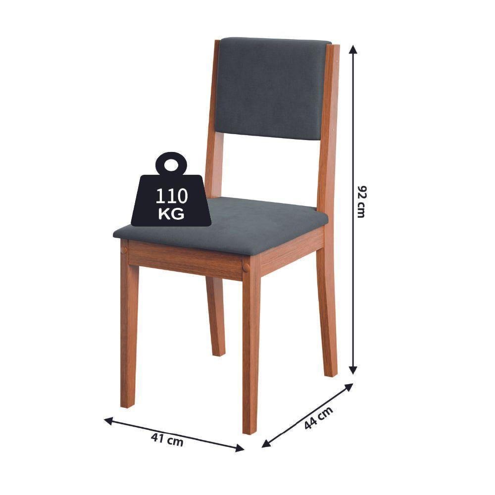 Conjunto Sala De Jantar Mesa Quadrada 4 Cadeiras Trento Dobuê Madeirado Grafite - 4