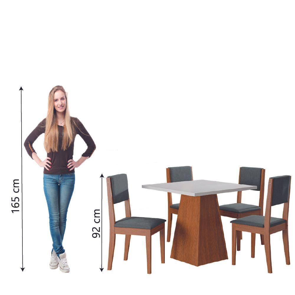 Conjunto Sala De Jantar Mesa Quadrada 4 Cadeiras Trento Dobuê Madeirado Grafite - 6