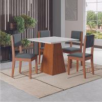 Conjunto Sala De Jantar Mesa Quadrada 4 Cadeiras Trento Dobuê Madeirado Grafite - 1