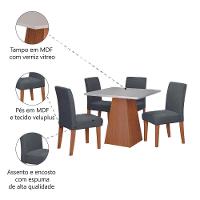 Conjunto Sala De Jantar Mesa Trento Quadrada 4 Cadeiras Trieste Dobuê Madeirado Grafite - 5