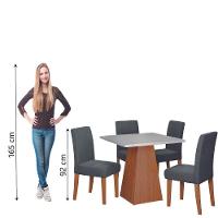 Conjunto Sala De Jantar Mesa Trento Quadrada 4 Cadeiras Trieste Dobuê Madeirado Grafite - 6