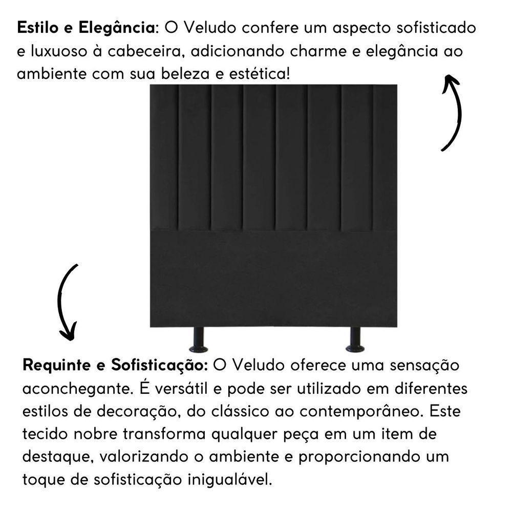 Cabeceira Cama Solteiro Box 100 Cm Luana Veludo E Frame Preto - 5