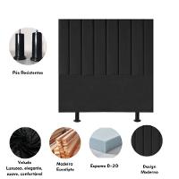 Cabeceira Cama Solteiro Box 100 Cm Luana Veludo E Frame Preto