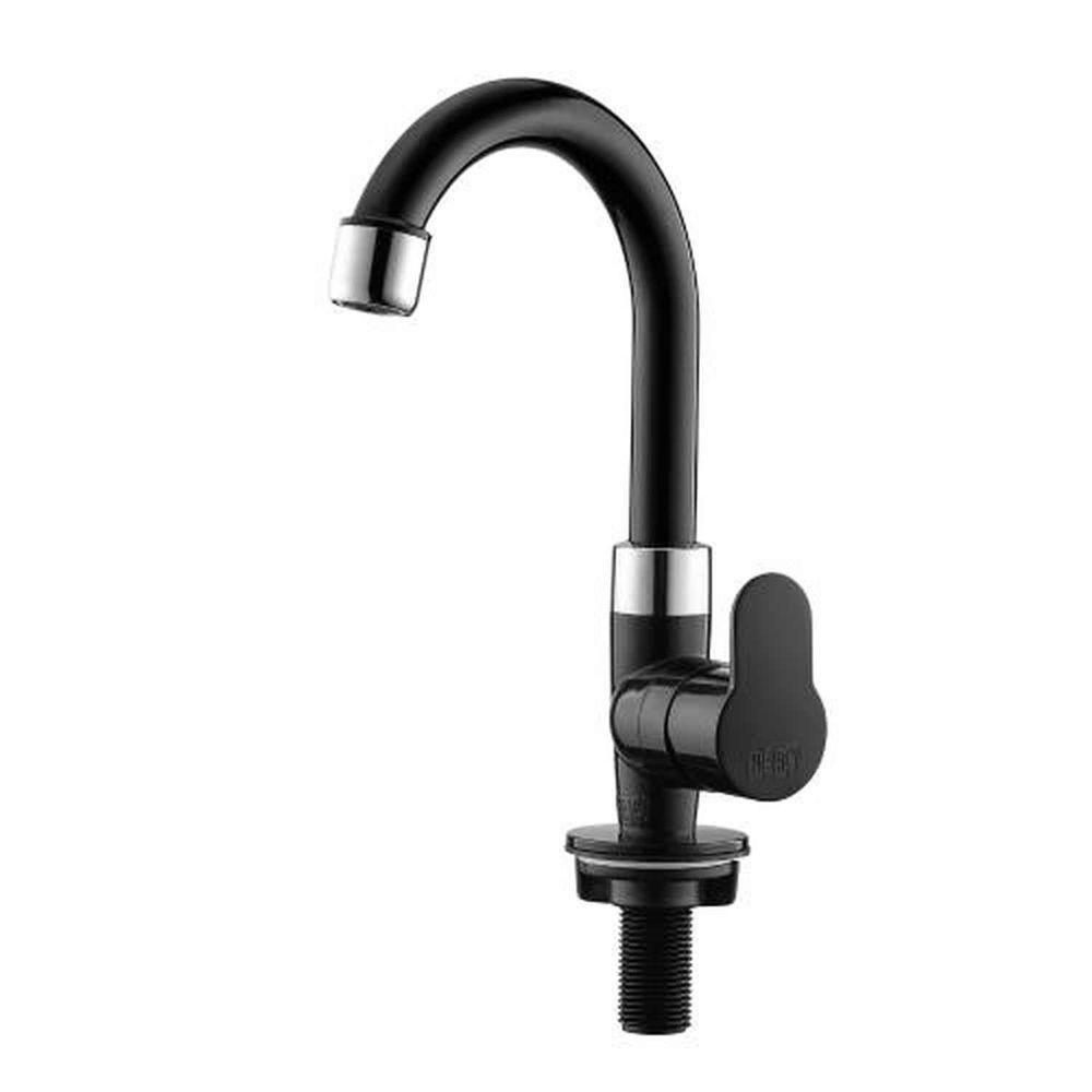 Torneira Lavatório Bica Móvel Preta/cromada - Abs - Herc - 1