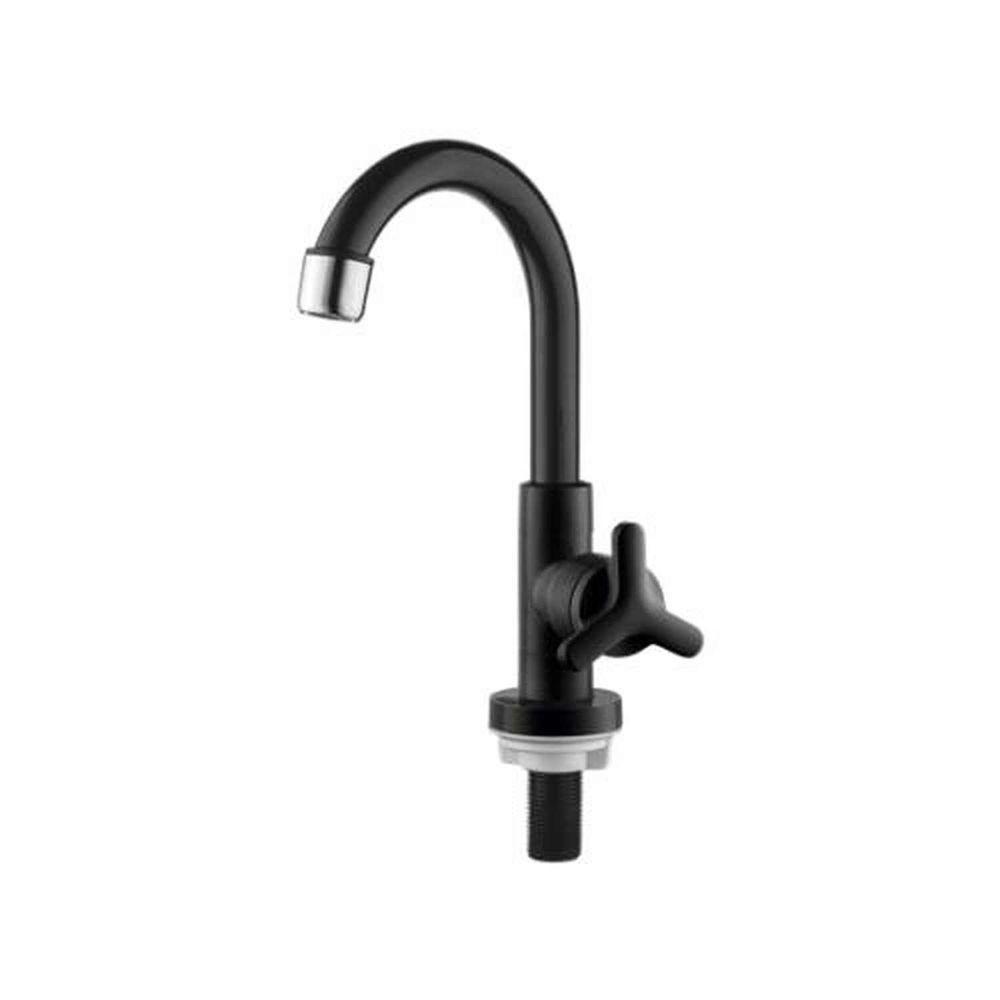 Torneira Sicília Lavatório Bica Alta Preta Abs - Vedante Cerâmica - Cromado - 1