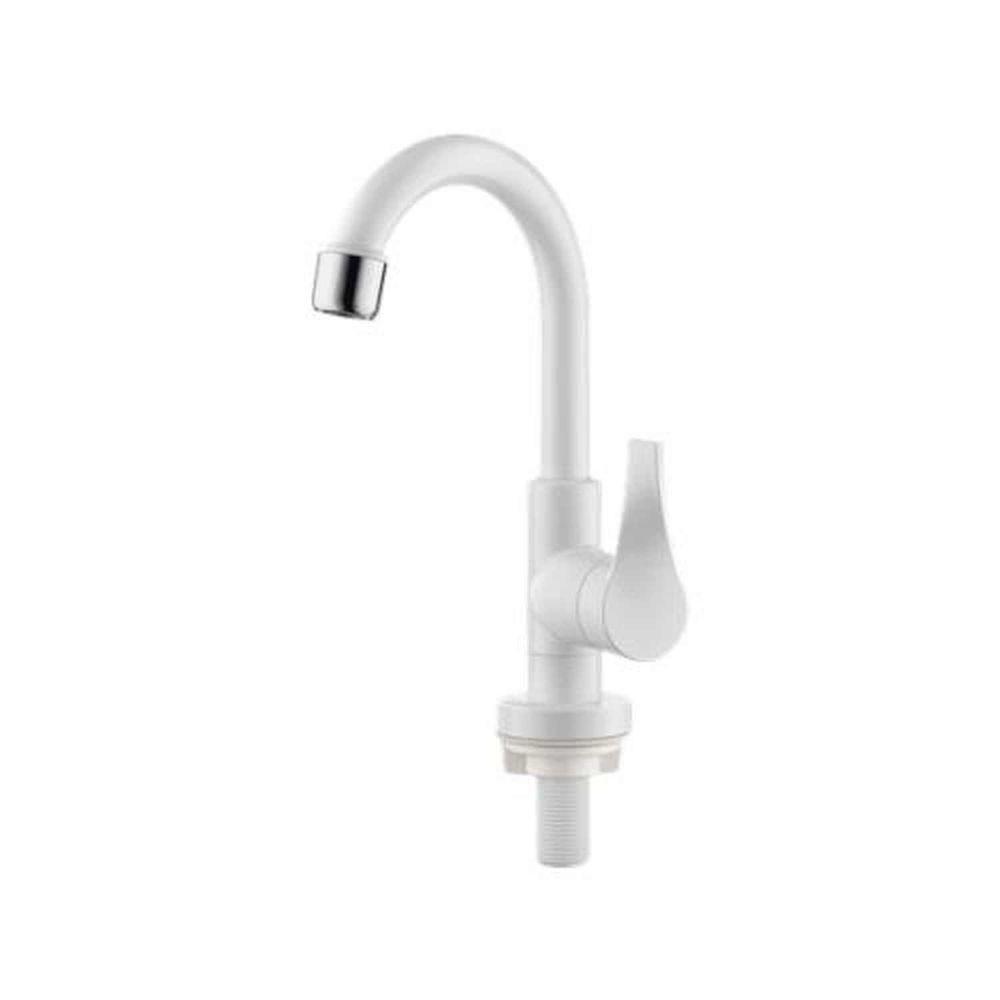 Torneira Lavatório Bica Alta Branca Abs Cromada - Vedante Cerâmica - 1