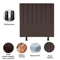 Cabeceira Cama Solteiro Box 100 Cm Lídia Veludo E Frame Marrom