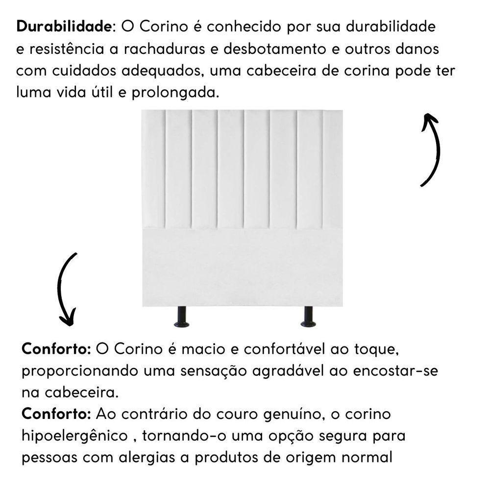 Cabeceira Cama Solteiro Box 100 Cm Lídia Corino E Frame Branco - 5