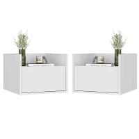 Kit Com 2 Mesas De Cabeceira 40 Cm Suspensa Multimóveis Mp4043 Branca - 1