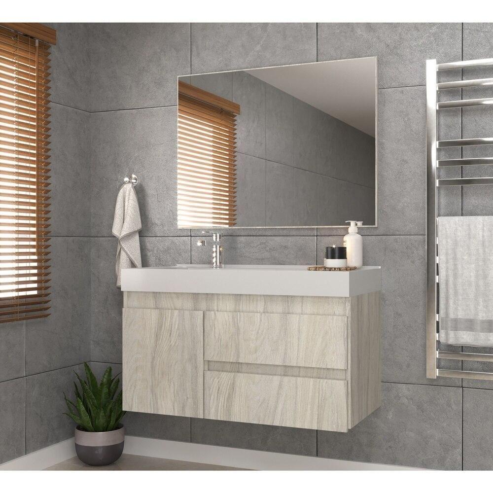 Gabinete Banheiro Com Cuba E Espelheira 80Cm Multimóveis Vcr10074 Carvalho Carvalho - 1