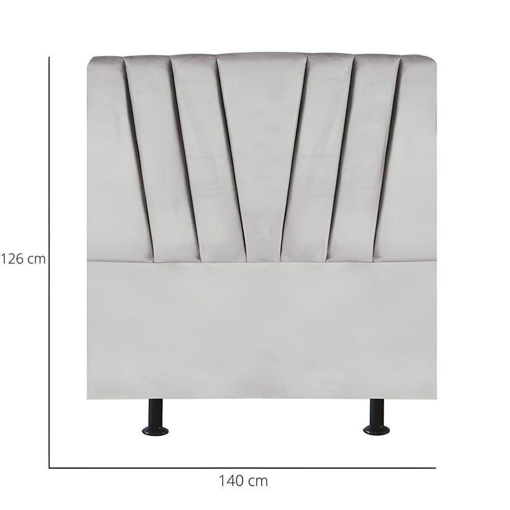 Cabeceira Estofada De Cama Casal Box 140 Cm Louise Suede Cinza Claro - 3