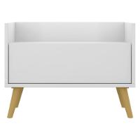 Mesa De Cabeceira 60Cm Retrô Multimóveis V3627 Branca/Natural Branco/Natural - 3