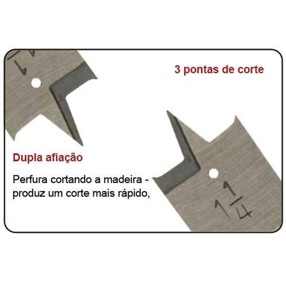Broca Chata Pro 9mm (3/8'') Cromo Vanádio - Dupla Afiação - Rápida E Precisa - 3