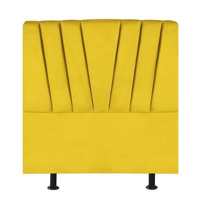 Cabeceira Estofada De Cama Casal Box 140 Cm Louise Suede Amarelo