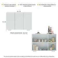 Aparador Buffet 3 Portas Com Pés Quadrados Veneza Multimóveis V1010 Branco Branco - 9